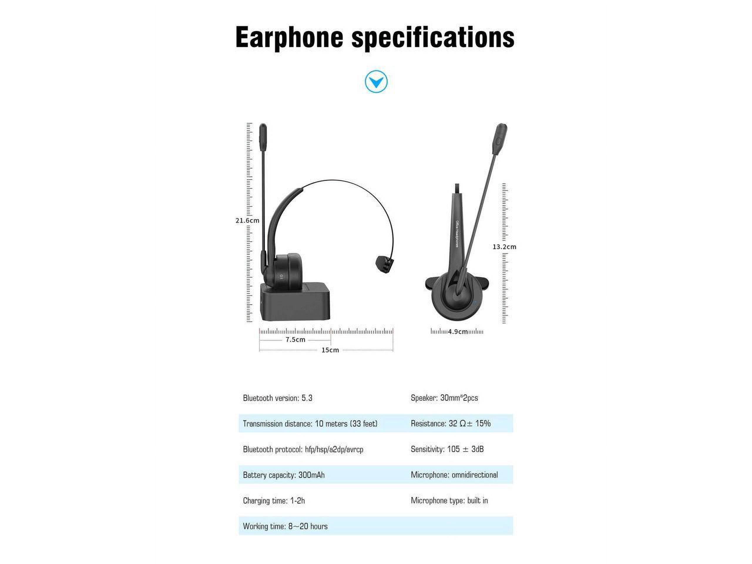 Bluetooth Headset, Wireless Headset with Mic for Work, Computer Headset with Microphone for PC, Bluetooth Lightweight Headset with Noise Cancelling Mic, Charging Base