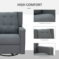 thumbnail image 5 of HOMCOM Wingback swivel recliner chair glider rocking chair for Nursery with Button Tufted, Padded Single Home Theater Seater for Living Room Bedroom, Grey, 5 of 8