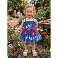 thumbnail image 4 of BemeyourBBs Toddler Baby Girls 4th of July Dress Outfit Newborn Patriot Independent Day Clothes Summer Tulle Tutu Dress Sleeveless Tie-up Letter Embroidery Smocked Romper Dress Bodysuit Playsuit, 4 of 9