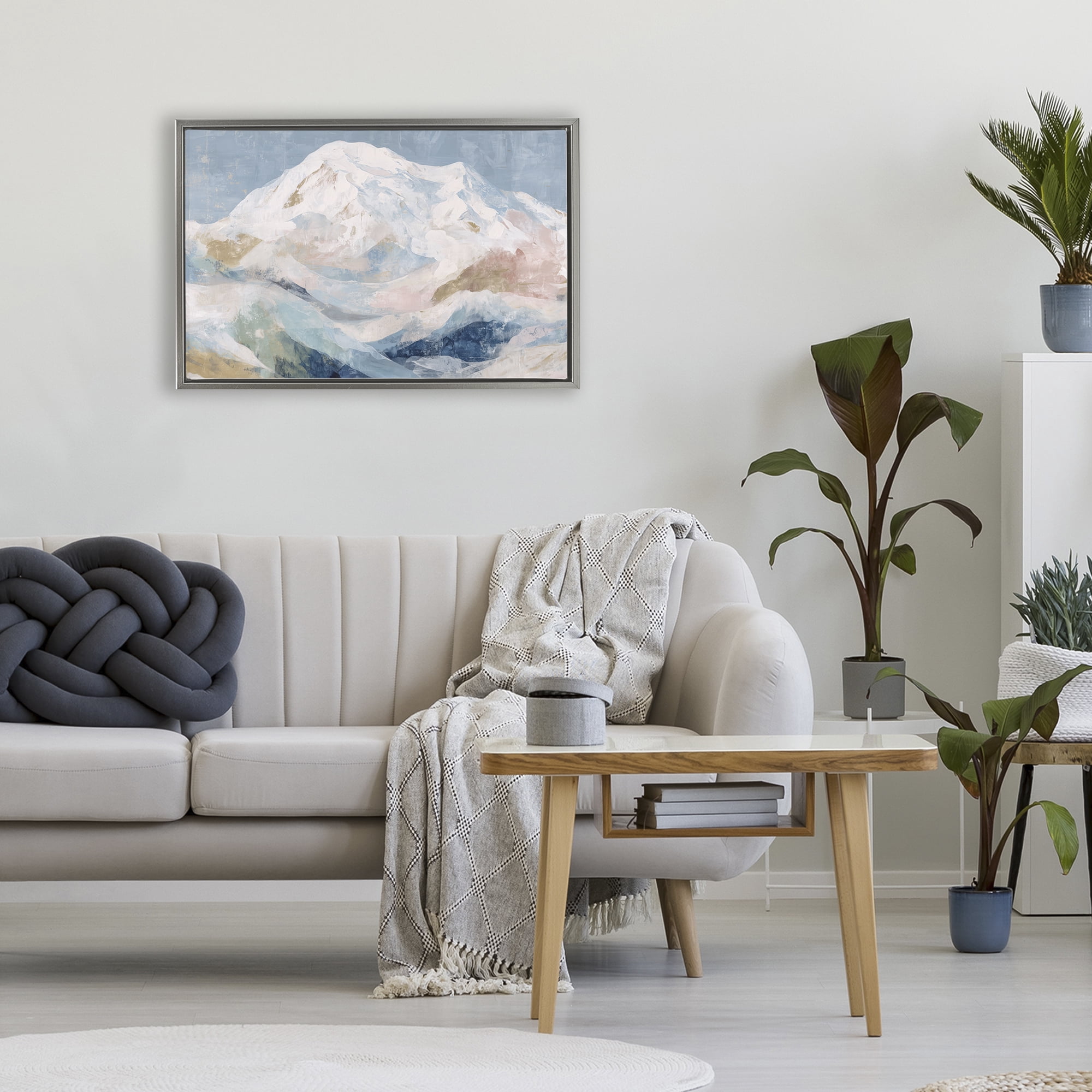 Stupell Industries Icy Mountain Range at Dusk Gray Framed Floater Canvas Wall Art, design by Chromatic Storm Studio