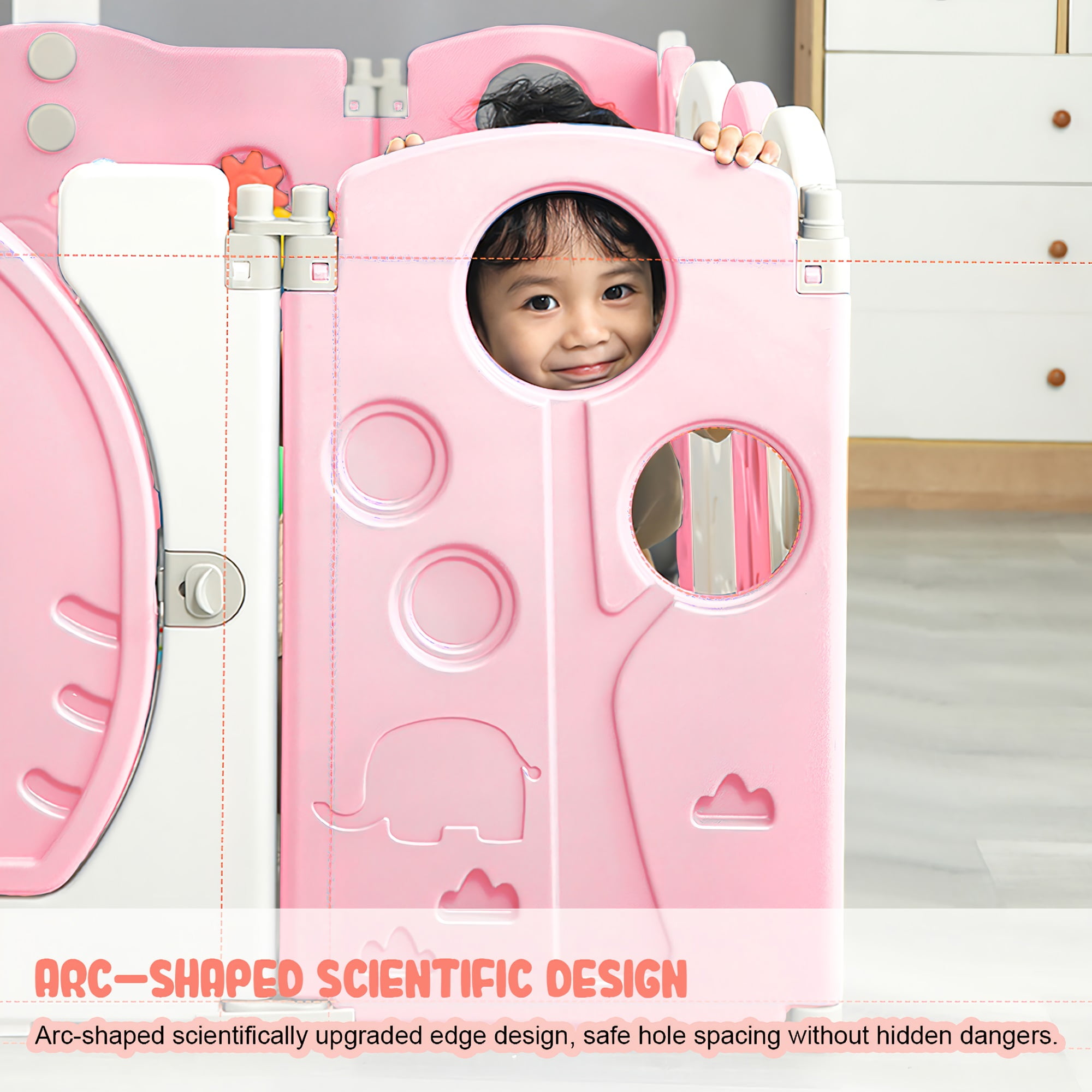 CIPACHO 12 Panel Safety Play Yard for Kids Toddler Baby, Lightweight Panel Play Activity Centre Yard, Cute Flexible Sturdy Play Pen Indoor for Toddler, Pink CIPACHO 12 Panel Safety Play Yard for Kids Toddler Baby, Lightweight Panel Play Activity Centre Yard, Cute Flexible Sturdy Play Pen Indoor for Toddler, Pink