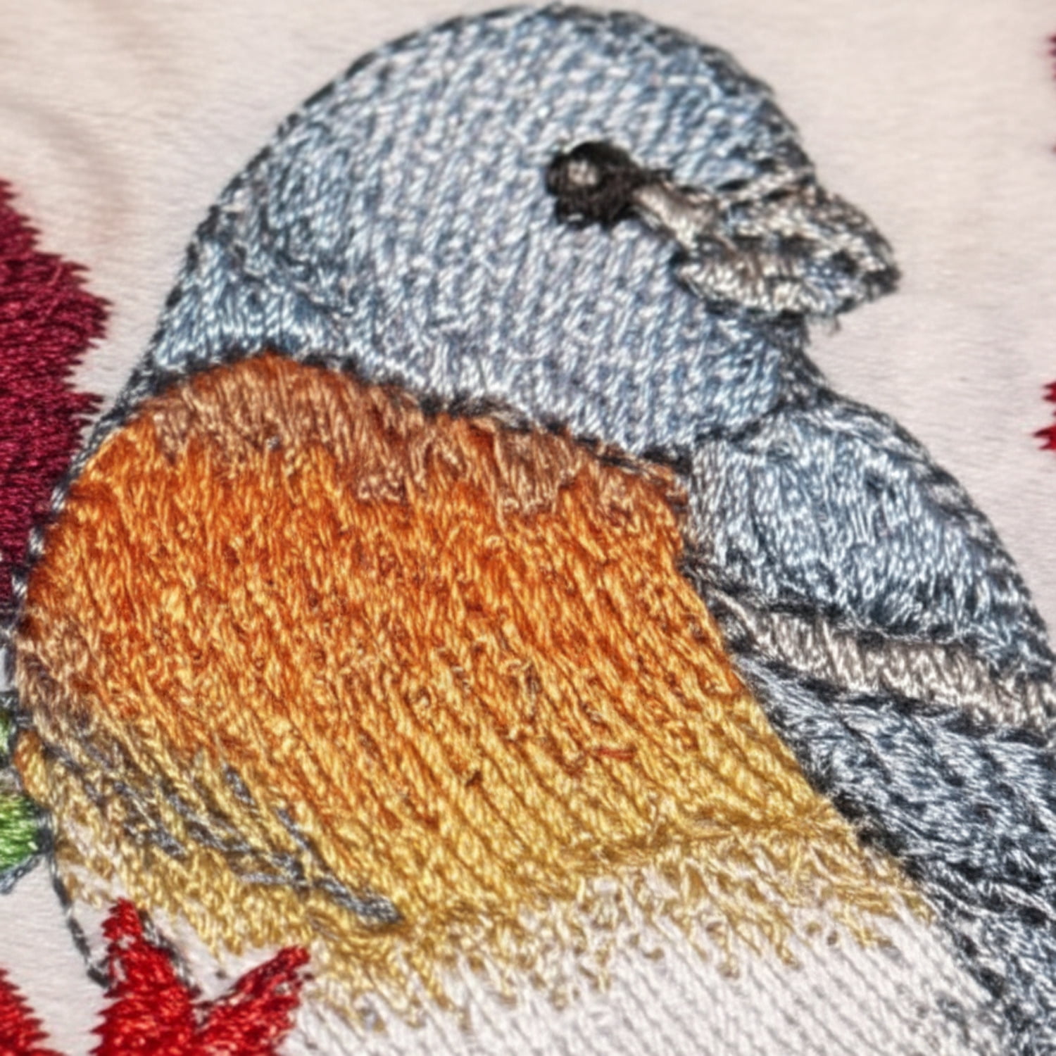 Lazuli Bunting And Indian Paintbrush Circle Embroidered Iron on patch [5" X 5"]