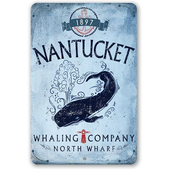 Metal Sign - Nantucket Whaling Company - Durable Metal Sign - Use Indoor/Outdoor - Great Gift and Decor for Home, Business, Restaurant and Bar Under $25 (12" x 18")