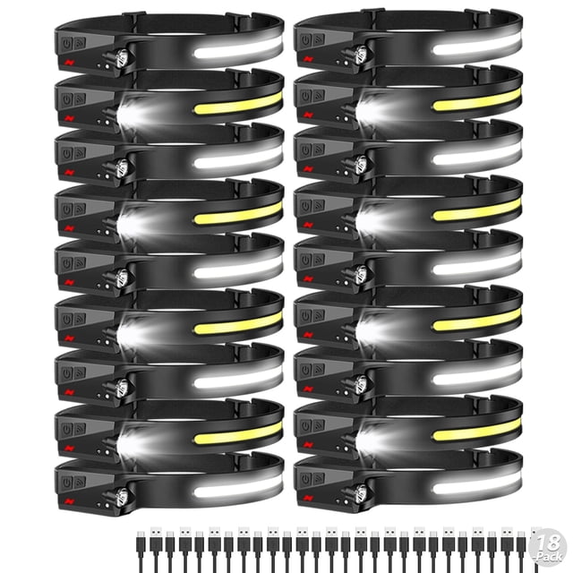Linterna frontal recargable Aikertec, pack de 18, 600 lúmenes, haz de 230°