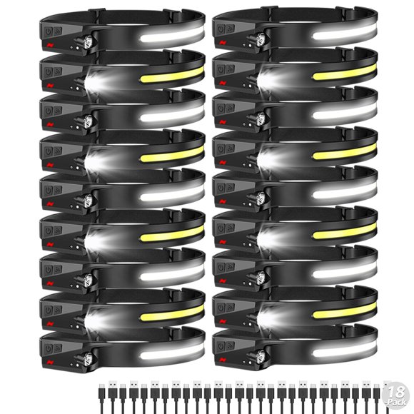 Linterna frontal recargable Aikertec, pack de 18, 600 lúmenes, haz de 230°