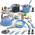 thumbnail image 1 of Juego de juguetes Play Kitchen Bruvoalon, 32 piezas, con ollas, sartenes y utensilios, 1 of 9