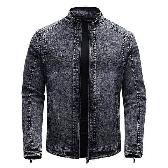 AOOCHASLIY Fall Clothes Men's Fall/Winter Fashion Fleece Jacket Stretch Washed Top Jacket