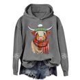 thumbnail image 4 of Christmas Hoodies for Women Graphic Xmas Cow Print Long Sleeve Fashion Hooded Sweatshirts Trendy Casual Pullover, 4 of 4