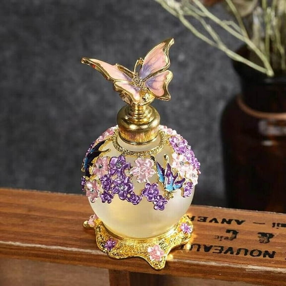25ml Vintage Purple Butterfly Perfume Bottle Lady Essential Reusable Oil Bottle Decoration
