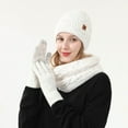 thumbnail image 3 of AINIYS Winter Warm Wool Hat Scarf Gloves Set Double Layer Thick Knit Windproof Ear Protection Ideal for Casual Wear Accessory for Women White Free Size, 3 of 3