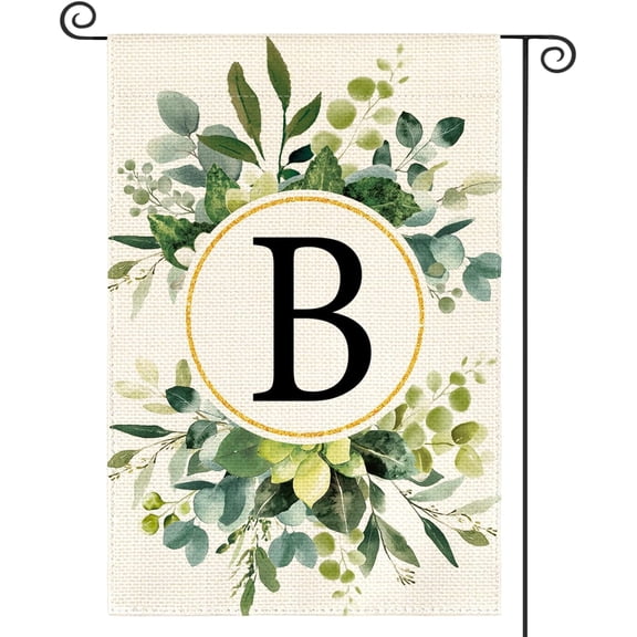 Monogram Letter B Floral Garden Flag 12x18 Inch Double Sided Outside, Family Last Name Initial Yard Outdoor Decoration