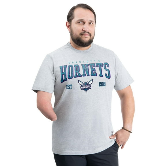 Men's G-III Sports by Carl Banks Gray Charlotte Hornets Adaptive Classic Team Spirit Short Sleeve T-Shirt