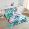 thumbnail image 4 of Erosebridal Ensembles de Couette Flamant Rose Chic Format Simple, Couette en Duvet Palmier Tropical, Réversible 2 Pcs, 4 of 7