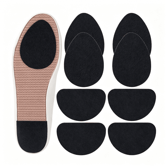 TELOLY Non-Slip Shoes Pads, 8 Pcs Anti-Slip Shoe Grips on Bottom of Shoes, Silicone Self-Adhesive Sole Protector (Black-2 Shapes)