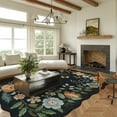 thumbnail image 5 of Moynesa 9'x12' Floral Washable Area Rugs, 9x12ft Soft Bedroom Large Rug for Living Room Ultra-Thin Non Slip Dining Room Rug, Stain Resistant Boho Rugs Easy Clean Throw Carpet for Office,Black, 5 of 7