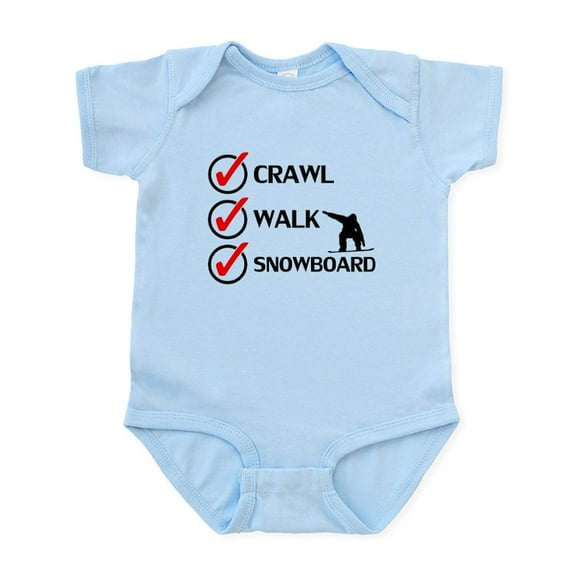 CafePress - Crawl Walk Snowboard Body Suit - Baby Light Bodysuit, Size Newborn - 24 Months