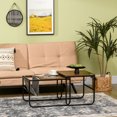thumbnail image 2 of HOMCOM Coffee Table Set of 2, Nesting Tables with Storage Bag and Steel Frame for Living Room, Rustic Brown, 2 of 10
