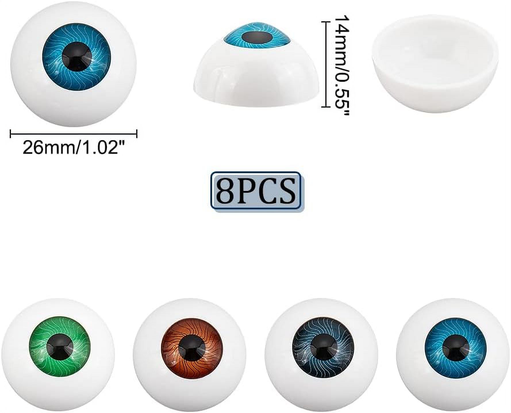 8Pcs 26mm Half Round Acrylic Plastic Bear Animal Puppet Eyeballs – 4 Colors