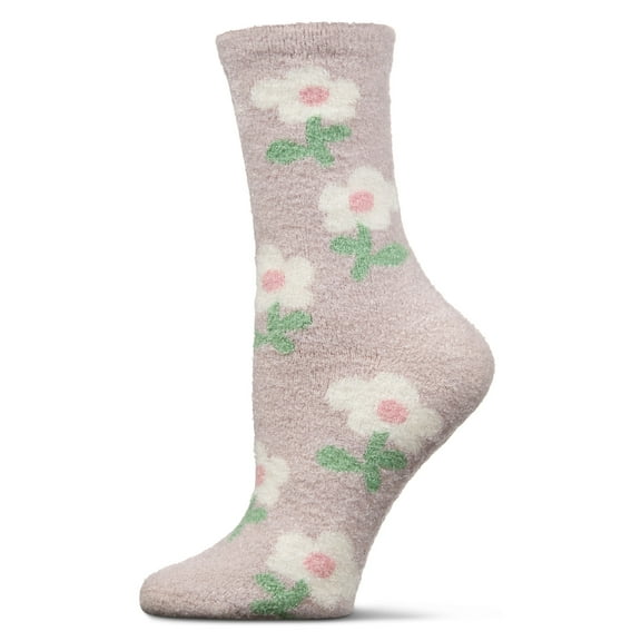 MeMoi Women's Flower Aloe Infused Crew Socks - Womens - Female, 9-11, Ivory