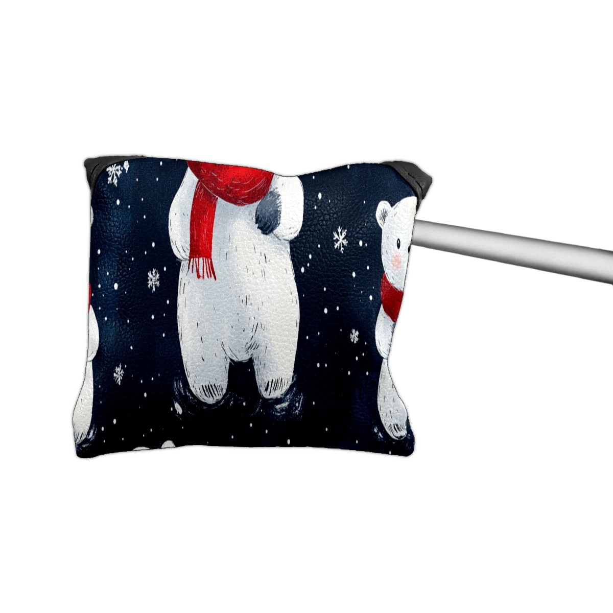 Golf Mallet Putter Cover Premium Leather Waterproof Golf Putter Head Cover with Magnetic Closure Cute White Bear