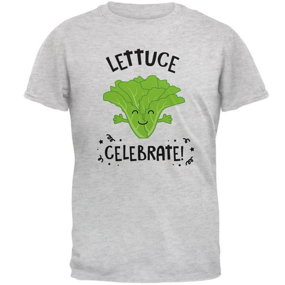 Vegetable Lettuce Let Us Celebrate Funny Mens T Shirt Light Heather Grey MD