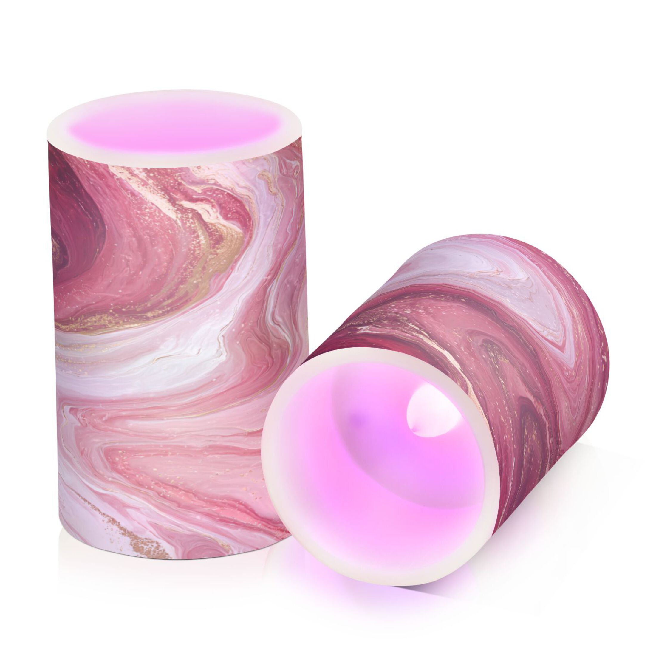 2 PCS LED Flicker Flameless Candle with Remote Control Realistic 3D Wick LED Window Decoration Candle Set for Wedding Table Home Decor Favors Burgundy Marble Flow