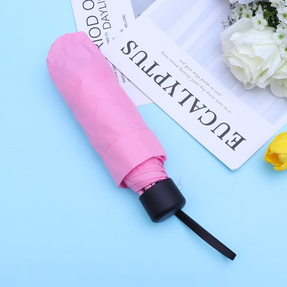 LOLIPPYY 1pc Mini Lightweight Travel Umbrella Folding Uv Windproof Sunshade Portable Compact Umbrella For Rain And