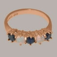 thumbnail image 4 of LBG British Made 14k Rose Gold Natural Sapphire & Opal Womens Eternity Ring - 33 size options - Size 9.75, 4 of 6