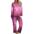 thumbnail image 3 of QIUOMBBP 2 Piece Outfits for Women Halloween Printed Long Sleeve Shirt and Pajama Pants Lounge Sets Fall Winetr Clothes, Pink, M, 3 of 7