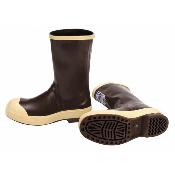 12"H Men's Mid-Calf Boots, Steel Toe Type, Neoprene Upper Material, Tan, Size 14