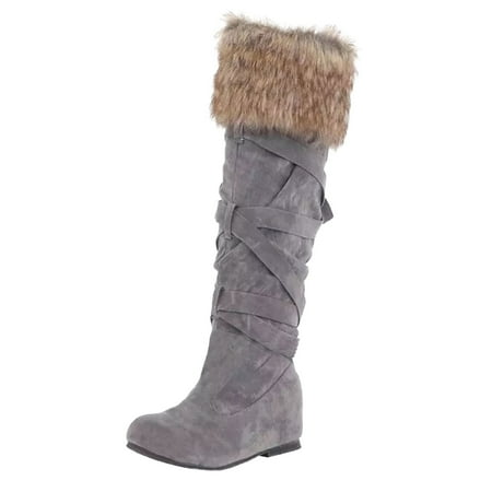 

GWAABD Womens Boots Mid Calf Indoor Boots for Winter Knee Boot Fashionable Snow Boots Comfortable and Warm for Women In Winter