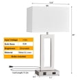 thumbnail image 5 of Touch Control Bedside Table Lamps with 2 USB Ports 3-Way Dimmable Modern Nightstand Lamp Sets Bedside Desk Lamp with Fabric Shade For Bedroom Table Living Room Reading (Nickel Base), 5 of 7