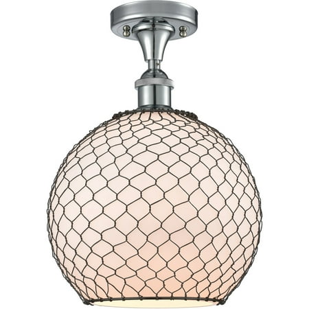 

Polished Chrome Tone Semi Flush 10 Wide Steel/Cast Brass/Glass Medium Base 1 Light Fixture