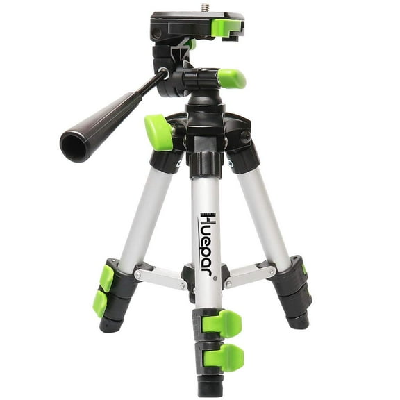 Huepar Adjustable 19.7" Aluminum Tripod with Bubble Level & 1/4"-20 Screw Mount, White