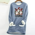thumbnail image 2 of Feancey Merry Christmas Sweatshirts for Women Winter Fleece Lined Pullover Funny Casual Gnomes Print Crewneck Tops Fuzzy Thermal Loungewear Pajamas Blue 3XL, 2 of 4