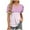Pink, variant on Womens Tops Plus Size Short Sleeve Pleated Button Color Block V-Neck Casual Casual Blouse Wine XXL