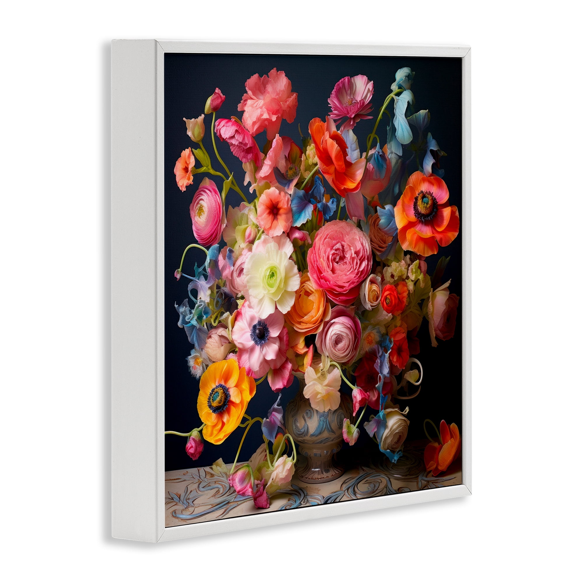 Stupell Industries Mixed Full Bouquet Botanical & Floral Painting White Framed Art Print Wall Art, 12 x 12