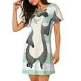 thumbnail image 2 of Sikiie Chemise de Nuit à Manches Courtes pour Femmes avec Imprimé Raton Laveur Mignon, Col Rond, Pyjama d'Été pour la Maison, 2 of 6