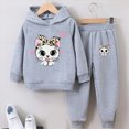 thumbnail image 2 of UAYOTSE Girls Comfortable and Warm Set Cute Cartoon Print Long Sleeved Hoodie Pants Casual Two Piece Set,Sizes 3-4 Years, 2 of 7