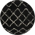thumbnail image 5 of Hauteloom Berber Shag Collection - Ayden Farmhouse Living Room Bedroom Area Rug with Tassel - Fluffy Plush High Pile Carpet - Soft Shaggy Rug, Moroccan Trellis - Black, White, Beige - 5'3" x 7'3", 5 of 5