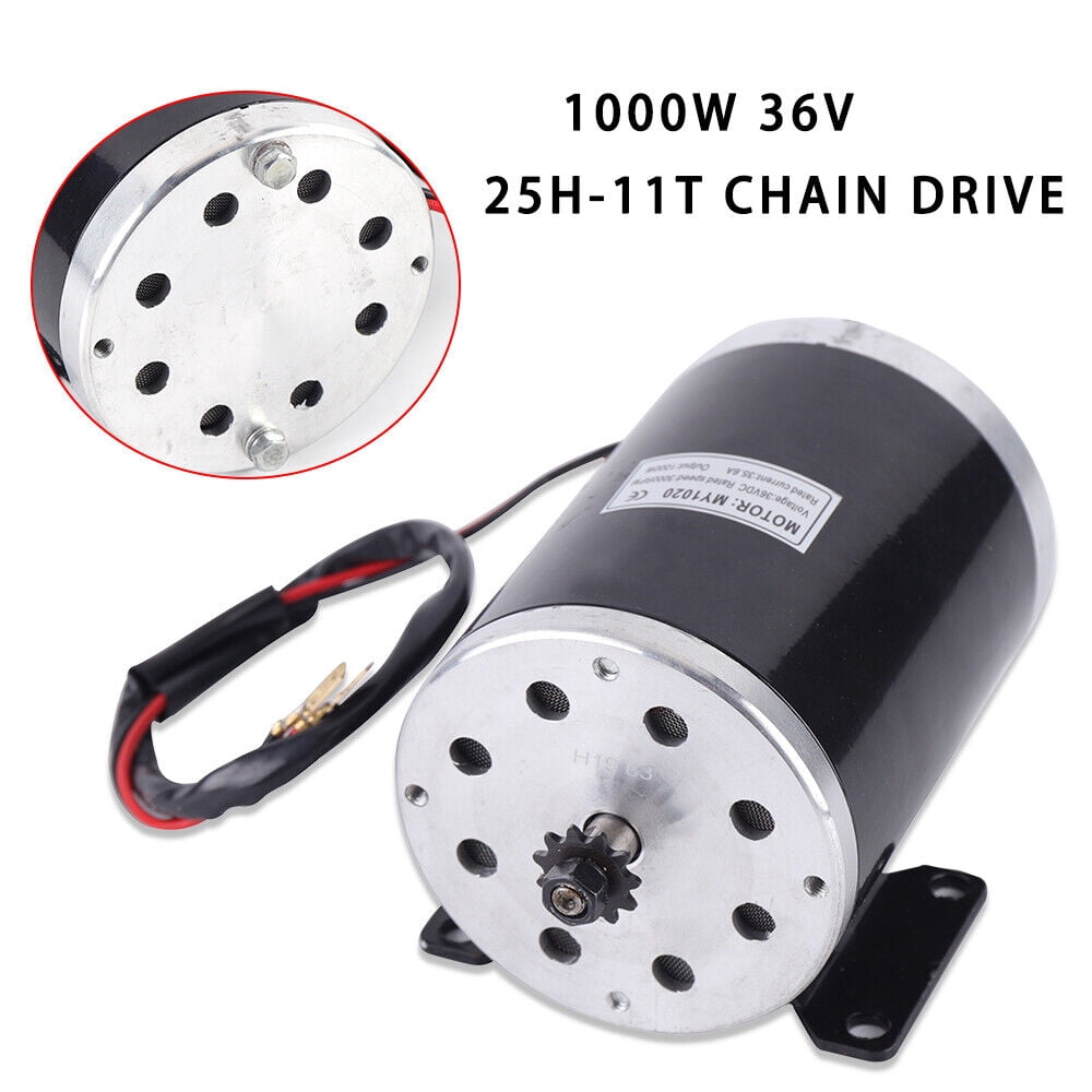 1000W 36V DC Brushed Electric Motor – MY1020 Type with 25H-11T Chain Drive for Mini Bike, Go-Kart, Quad, and DIY Projects