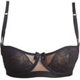 thumbnail image 3 of MILAVITSA Balconette Bra, with Soft Cup Underwire with Embroidery, Desire Series, Color: Black Quartz, Size 30F, 3 of 5