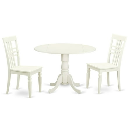 Cherry Dinette - East West Furniture 3 Piece Triple Crossback Drop Leaf Dinette Dining Table Set