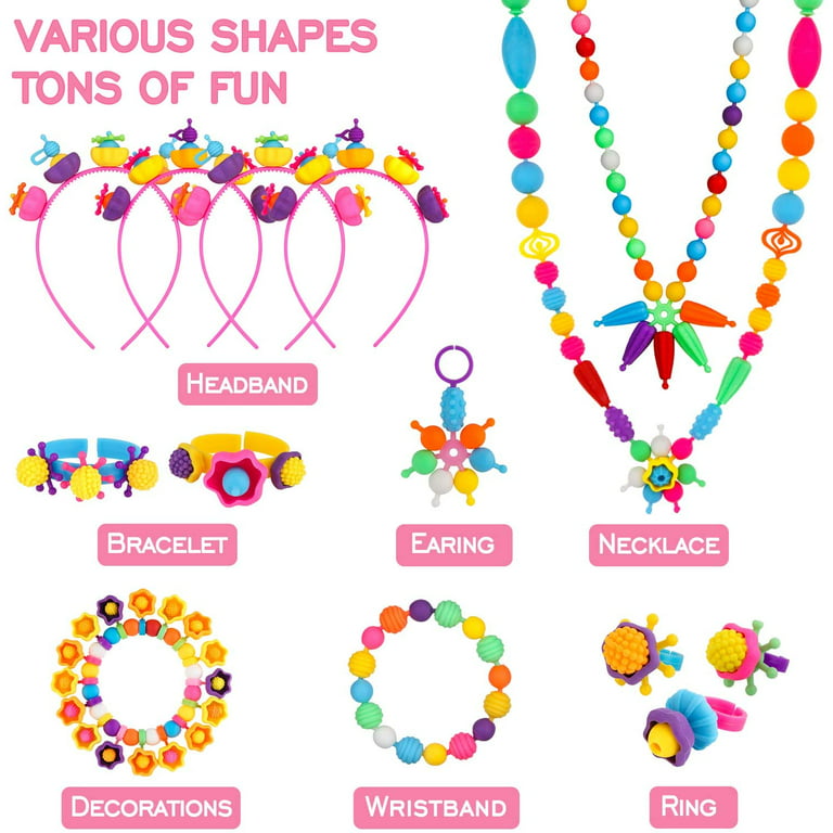 DIY Jewelry Making Kit for Girls 3, 4, 5, 6, 7 Year Old, Kids Pop