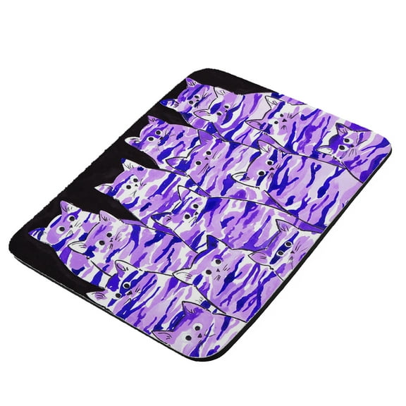 Purple Camo Camouflage Kitties Abstract Cat Art by Denise Every - KuzmarK Mousepad / Hot Pad / Trivet