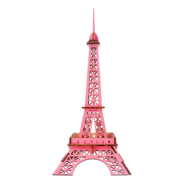 EeaseMX Rompecabezas de madera 3D de la Torre Eiffel, juguete educativo, rompecabezas divertido para niños (rojo)