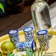 thumbnail image 2 of MEXTEQUIL Talavera Blue Ceramic Mexican Tequila Shot Glasses, 2 oz, Set of 4, 2 of 9