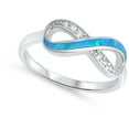 thumbnail image 4 of CHOOSE YOUR COLOR Clear CZ Blue Simulated Opal Infinity Knot Ring .925 Sterling Silver Band White Female Size 5, 4 of 4