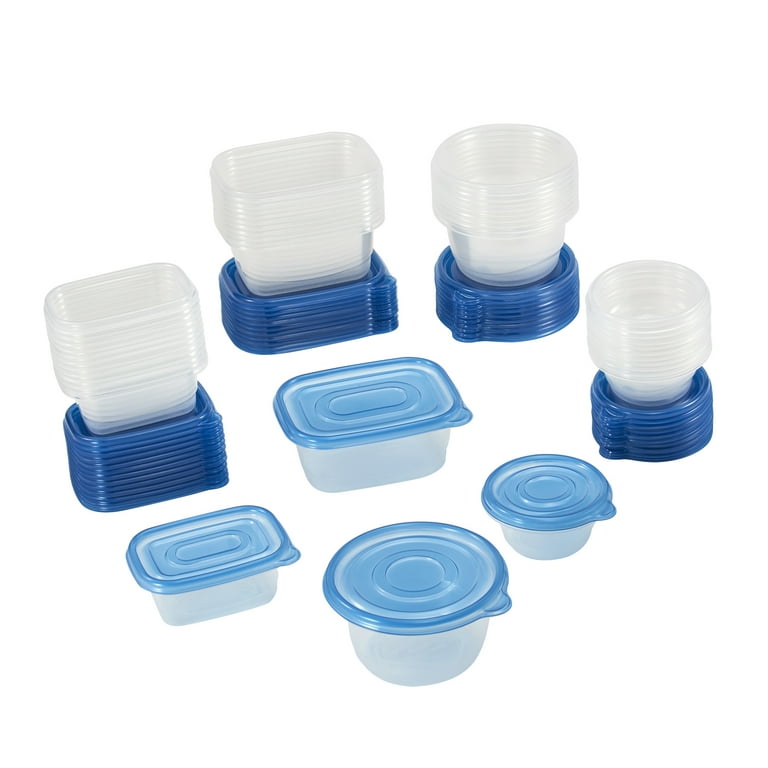 Stacking Food Storage Container Set, 10-Piece, Teal Lids