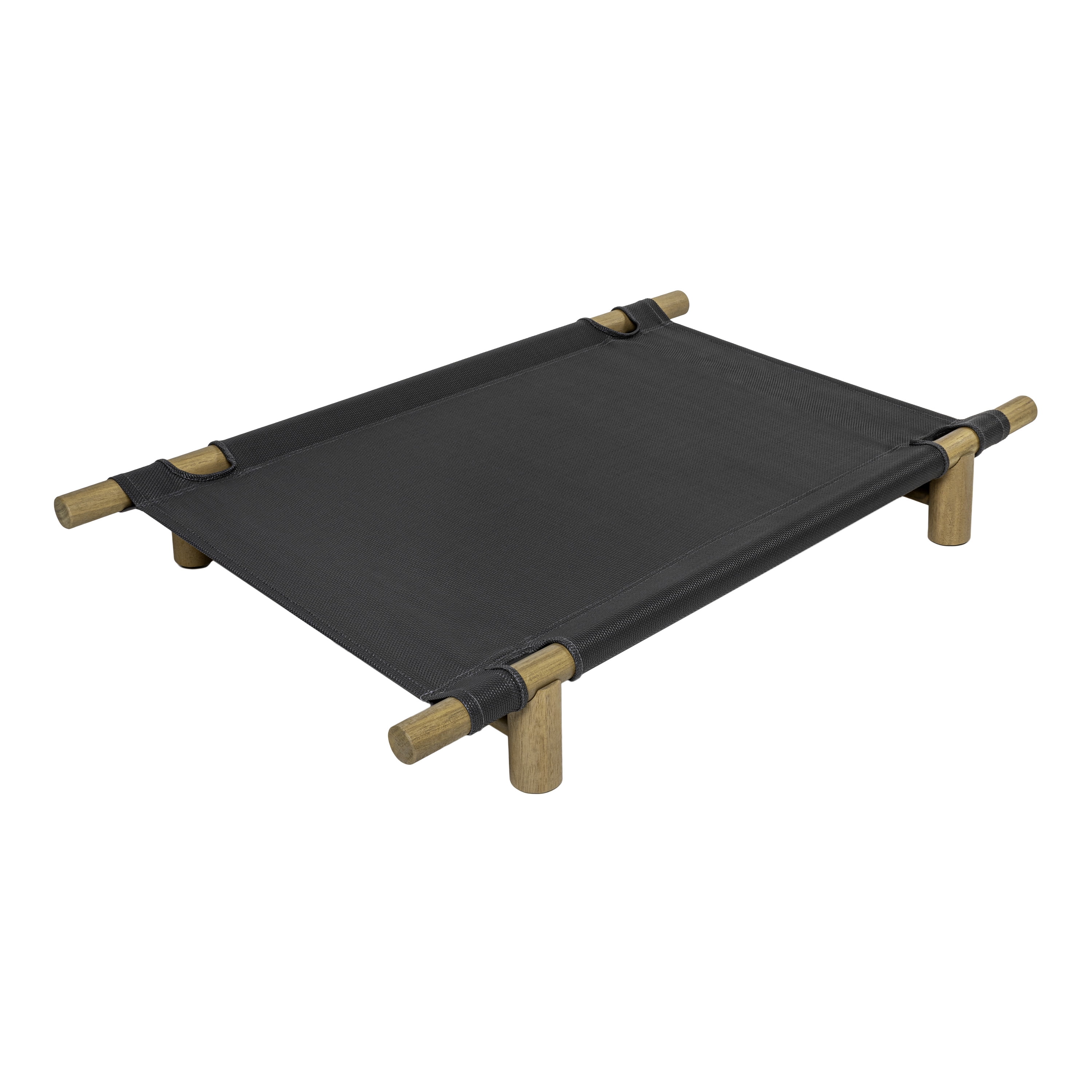 THE LICKER STORE Chester 32" Modern Minimalist Wood Frame Elevated Outdoor Dog Bed, Graphite/Light Teak, DBD5000B
